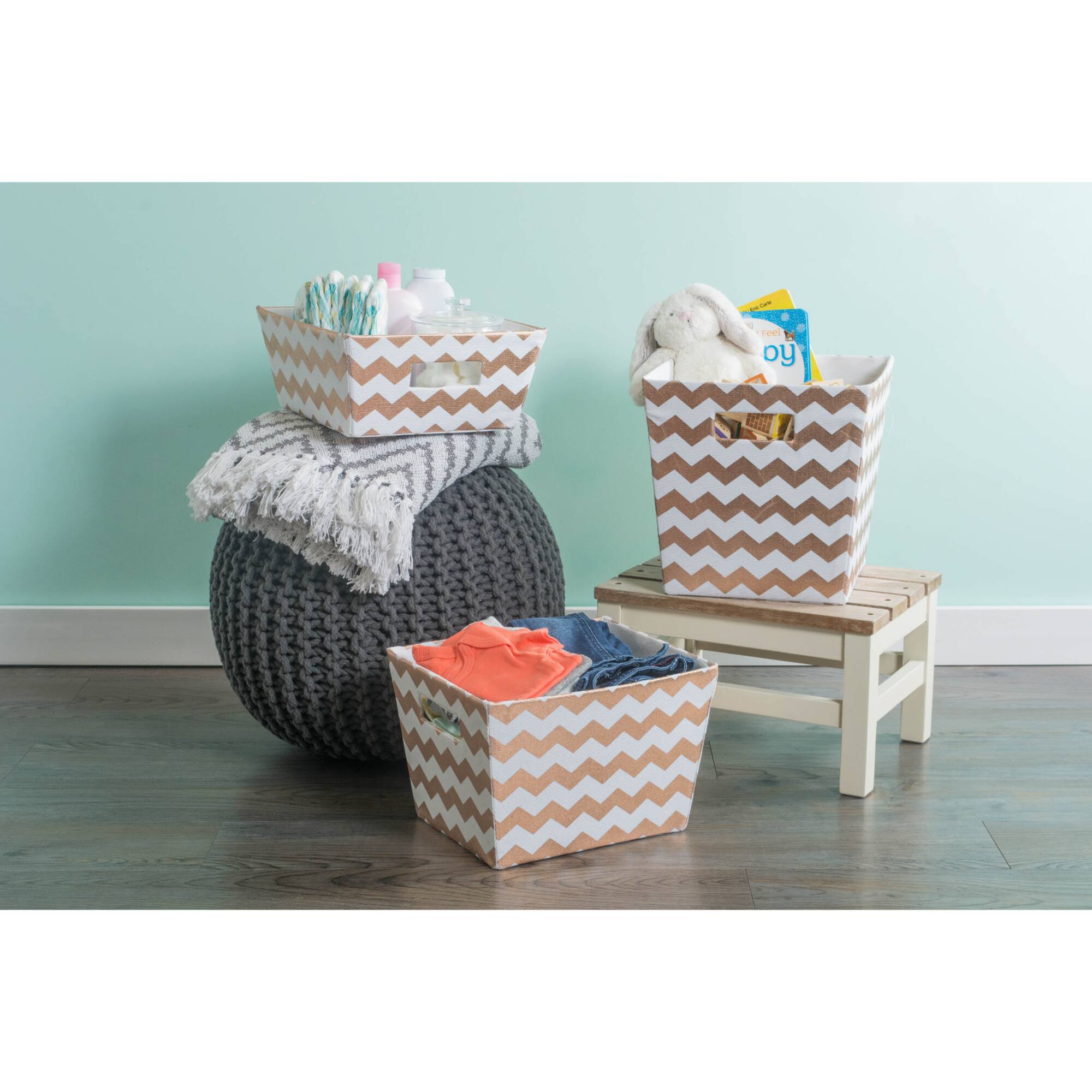 DII® 13" Trapezoid Polyester Chevron Storage Bin